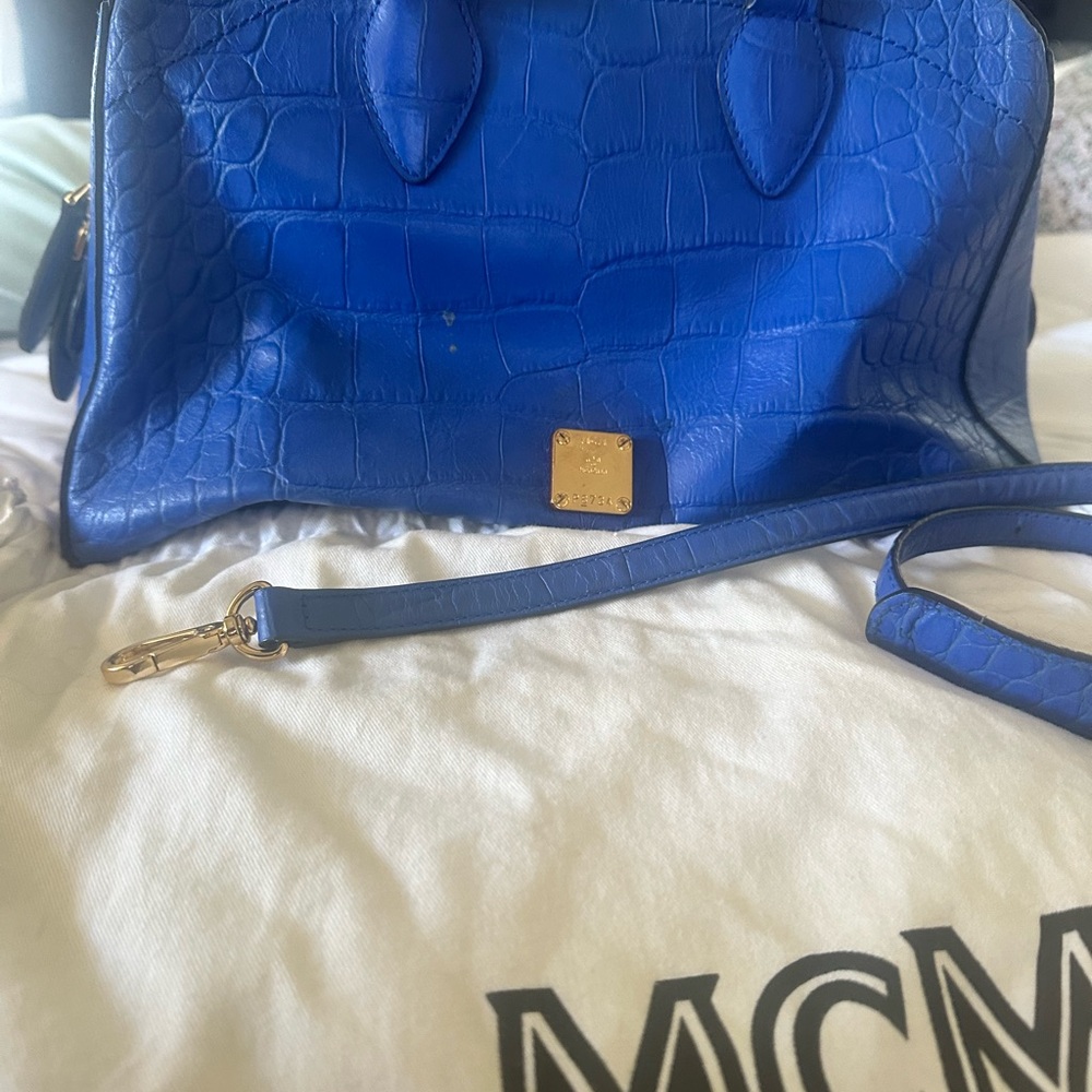 MCM Blue Leather Crocodile